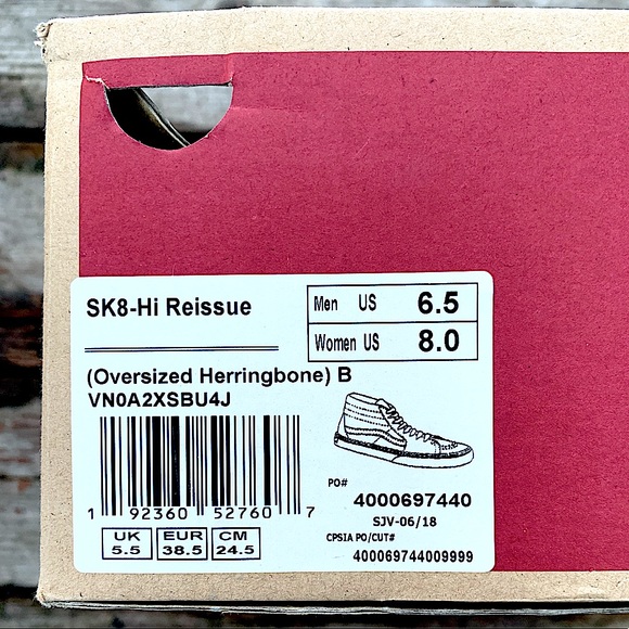 Vans Rare Herringbone Oversized SK8 Hi Top NIB - Picture 3 of 12